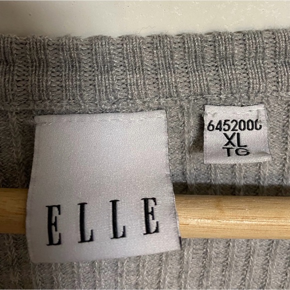 ELLE Ribbed V-Neck Sweater – Grey – XL - Picture 5 of 10